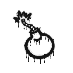 Rolgordijnen Bomb icon. Black graffiti spray element isolated on a white background.  © savvalinka