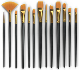 Fototapeta premium Set of different brushes for paints