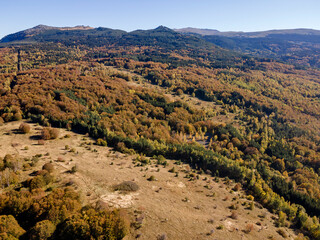 Aerial Autumn panorama of Vitosha Mountain, Bulgaria