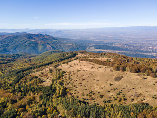 Aerial Autumn panorama of Vitosha Mountain, Bulgaria