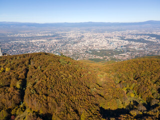 Aerial Autumn panorama of Vitosha Mountain, Bulgaria