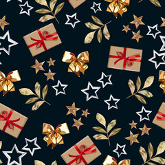 Christmas and New Year seamless holiday  pattern