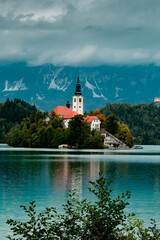 Lake Bled Slovenia autumn panoramic view