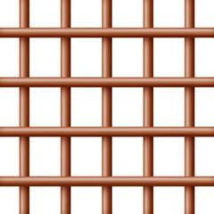 Realistic dark wooden lattice, rural picket fence. Farm or village house boundary, garden enclosing planks. Detailed wooden jail cage. Criminal background mockup. Creative vector illustration