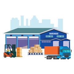 a Warehouse logistics background poster