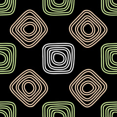 Vector set background. Square geometry group batik graphic. Hand drawn round doodle painting. Design pattern illustration. Seamless. Art backdrop vector concept. Autumn color