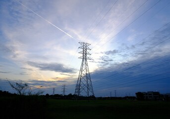 Electric Transmission Towet Sunset