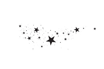 Stars on a white background. Black star shooting with an elegant star.Meteoroid, comet, asteroid, stars.