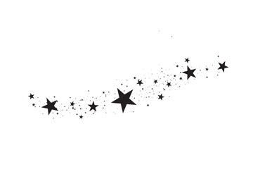 Stars on a white background. Black star shooting with an elegant star.Meteoroid, comet, asteroid, stars.