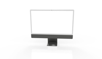 Computer display with blank white screen 3d.