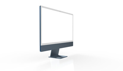 Computer display with blank white screen 3d