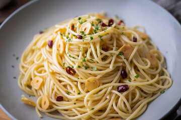 Aglio, olio e peperoncino, italian traditional pasta