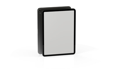 Blank screen realistic tablet frame, rotated position, side view, top view. The tablet is at different angles. Layout of a universal set of devices