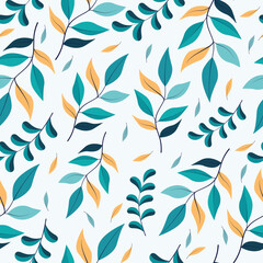 Fall pattern with trendy color seasonal leaves. Modern tropical seamless pattern
