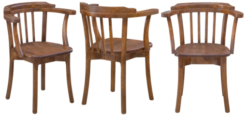 A chair made of natural wood in different angles. Isolated from the background. Interior element