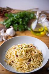 Aglio, olio e peperoncino, italian traditional pasta