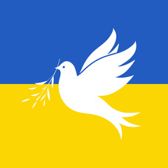 White dove on ukrainian flag vector illustration
