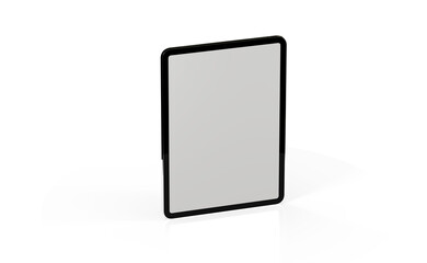3D brandless tablet with empty screen isolated on white background