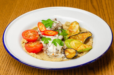 pea porridge with vegetables and liver