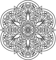 Mandala isolated on the white background.Doodle pattern.ornament design for coloring page