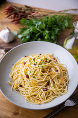 Aglio, olio e peperoncino, italian traditional pasta