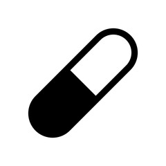 Medicine capsule icon. Black contour linear silhouette. Front side view. Editable strokes. Vector simple flat graphic illustration. Isolated object on a white background. Isolate.