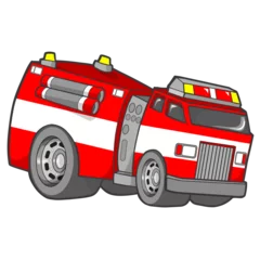 Cercles muraux Dessin animé Fire Truck PNG file with transparent background