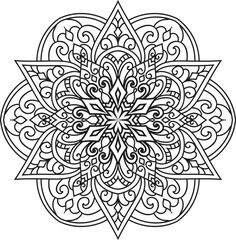 Mandala isolated on the white background.Doodle pattern.ornament design for coloring page
