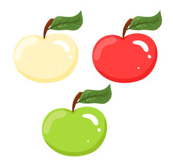 Three cartoon apples
