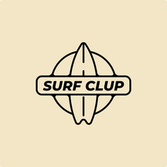 surf club line icon logo vector symbol minimal illustration design