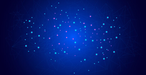 Abstract technological background. Futuristic illustration of high computer and communication technologies on a blue background.