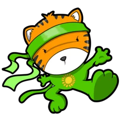 Tuinposter Cute Ninja Warrior Tiger PNG with transparent background © Blue Foliage