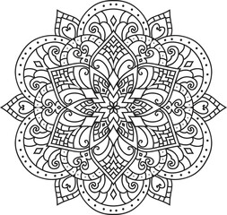 Mandala isolated on the white background.Decorative monochrome ethnic mandala pattern.