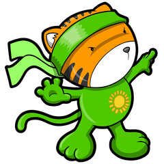 Cute Ninja Warrior Tiger PNG with transparent background