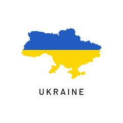 Ukrainian map in yellow and blue colors isolated on white background. Vector illustration banner concept