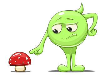 Cartoon character with mushroom PNG illustration with transparent background