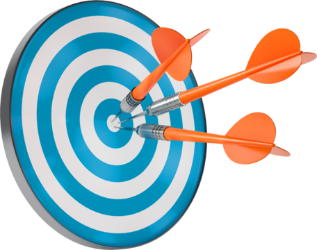 Bullseye with darts stuck in the center