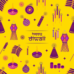 Seamless design concept, vector elements of Diwali festival. Happy Diwali.