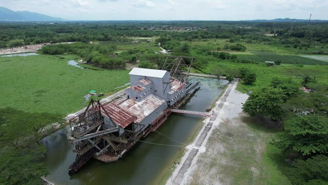 Ipoh, Malaysia - September 24, 2022: The Historical Tin Dredge 