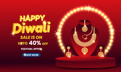 Illustration of Happy Diwali and Dhanteras sale up to 40% off on this biggest festive season.