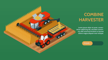Agriculture Isometric Horizontal Banner