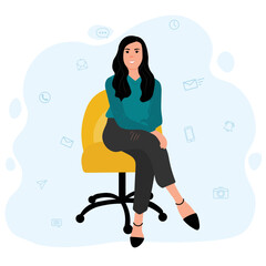 Woman sitting on office chair