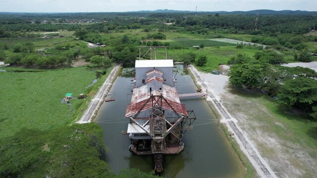 Ipoh, Malaysia - September 24, 2022: The Historical Tin Dredge 