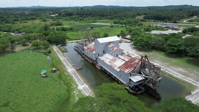 Ipoh, Malaysia - September 24, 2022: The Historical Tin Dredge 