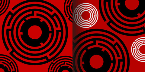 Escape Room two patterns or backgrounds in red color. Quest Room design template concept. Background design, modern trend design. Vector Illustration. © Tina