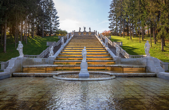 Fountain Cascade Golden Mountain in the Lower Park of Peterhof