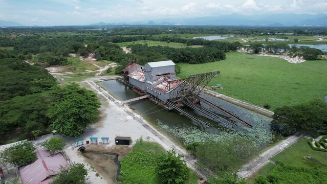 Ipoh, Malaysia - September 24, 2022: The Historical Tin Dredge 
