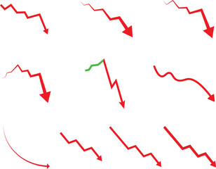 economic crisis down arrow red