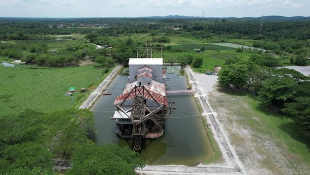Ipoh, Malaysia - September 24, 2022: The Historical Tin Dredge 