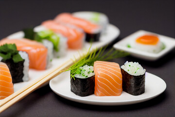 Delicious, tasty Japanese Sushi Nigiri, Sushi, Nigiri, 3d representation
